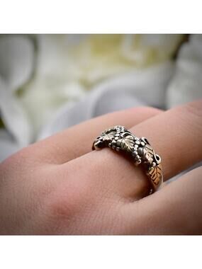 Coleman Co Black Hills Gold 12k/925 Sterling Leaf Grape Ring Size 9